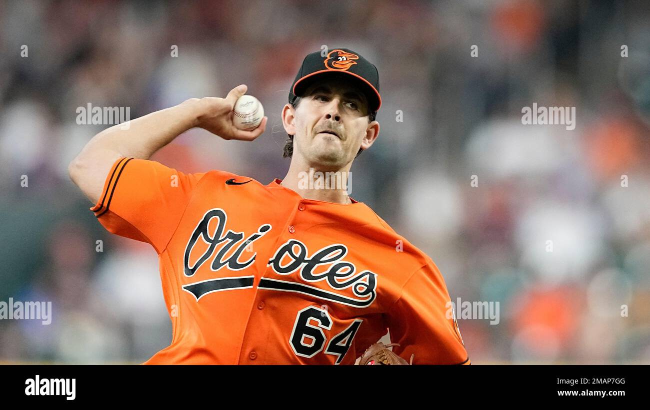 Baltimore Orioles starting pitcher Dean Kremer throws against the