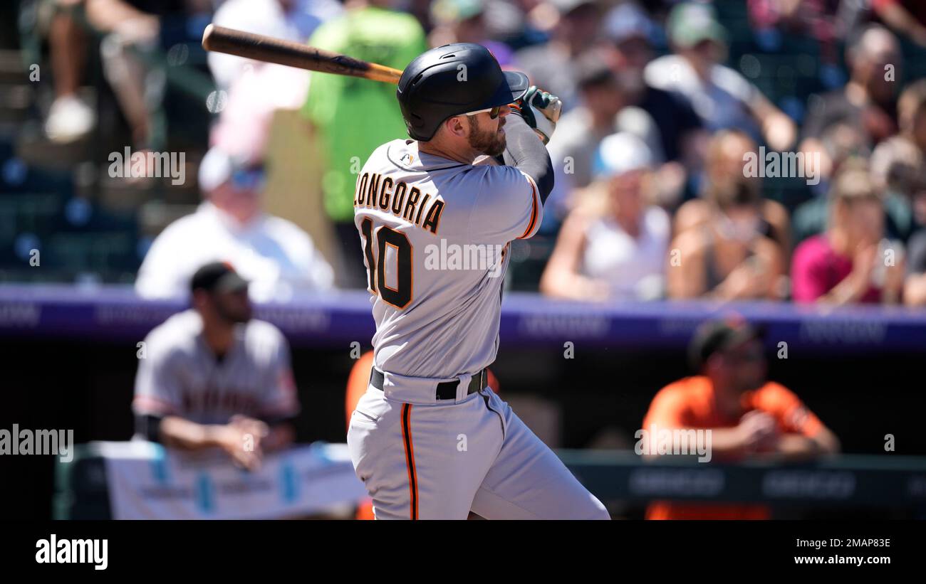 San Francisco Giants third baseman Evan Longoria (10) in the second