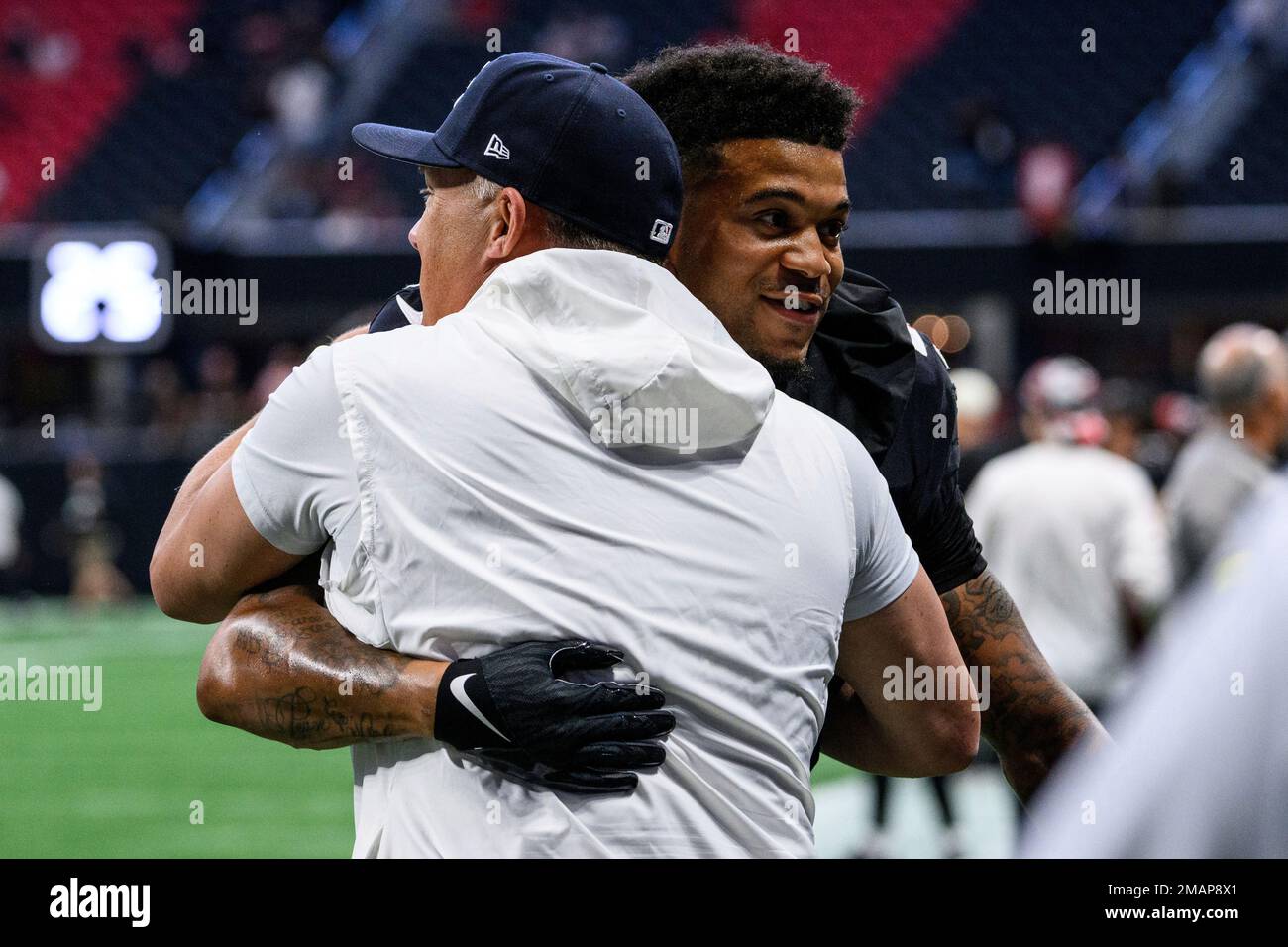 Atlanta Falcons cornerback Teez Tabor (20) runs onto the field before an  NFL football game against the Jacksonville Jaguars, Saturday, Aug. 27,  2022, in Atlanta. The Atlanta Falcons won 28-12. (AP Photo/Danny