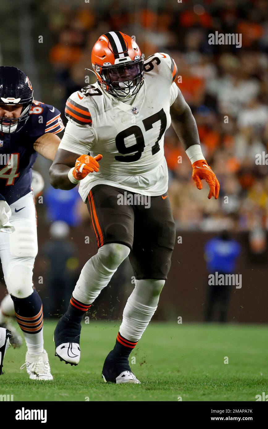 Cleveland Browns defensive tackle Perrion Winfrey (97) runs off of the line  of scrimmage during an
