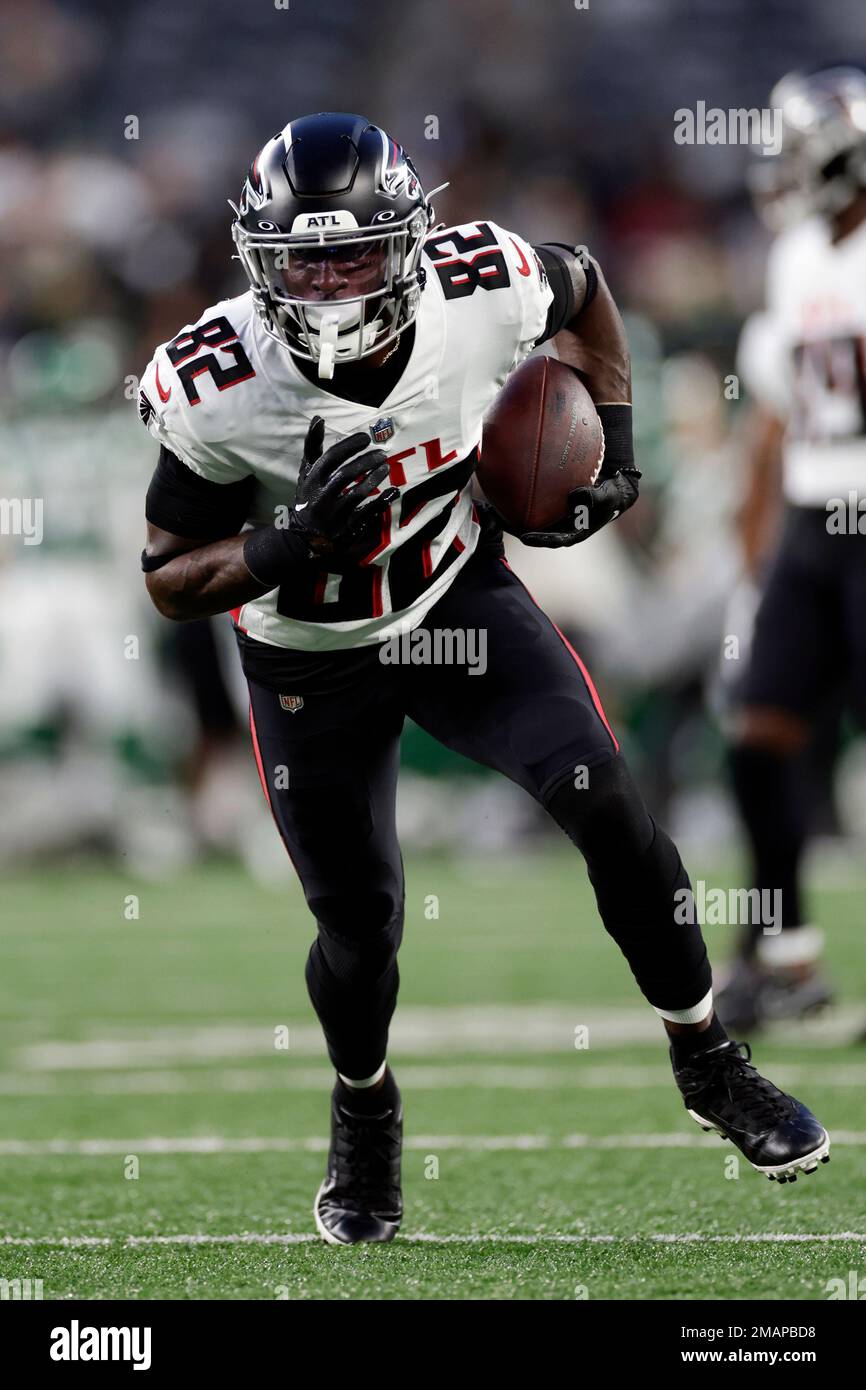 Atlanta Falcons wide receiver Geronimo Allison (82) warms up before a  preseason NFL football game against the New York Jets Monday, Aug. 22,  2022, in East Rutherford, N.J. (AP Photo/Adam Hunger Stock