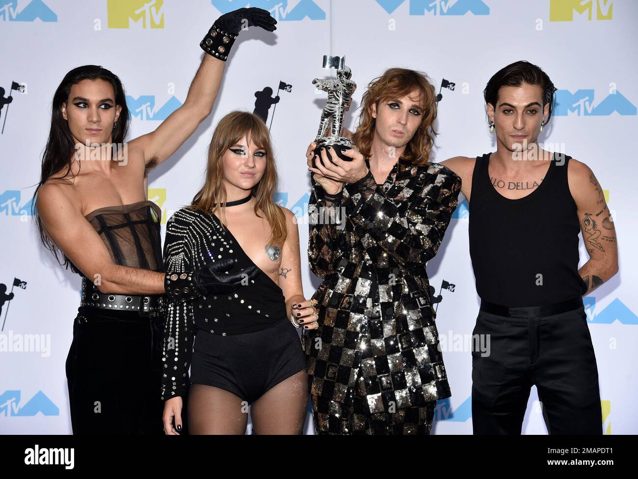 Ethan Torchio, from left, Victoria De Angelis, Thomas Raggi and Damiano ...
