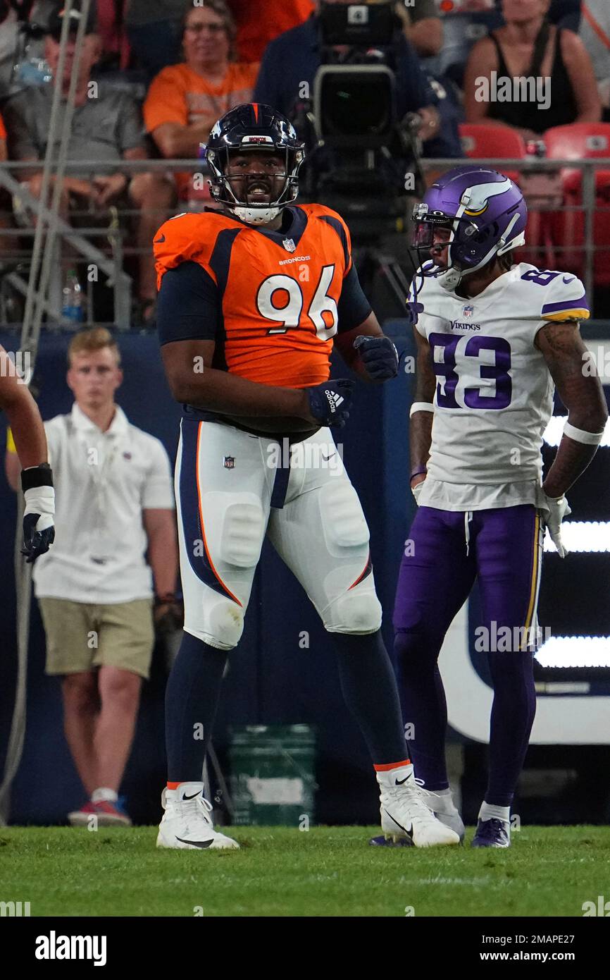 Minnesota Vikings linebacker William Kwenkeu (47) plays against the Denver  Broncos during an NFL preseason football game, Saturday, Aug. 27, 2022, in  Denver. (AP Photo/Jack Dempsey Stock Photo - Alamy