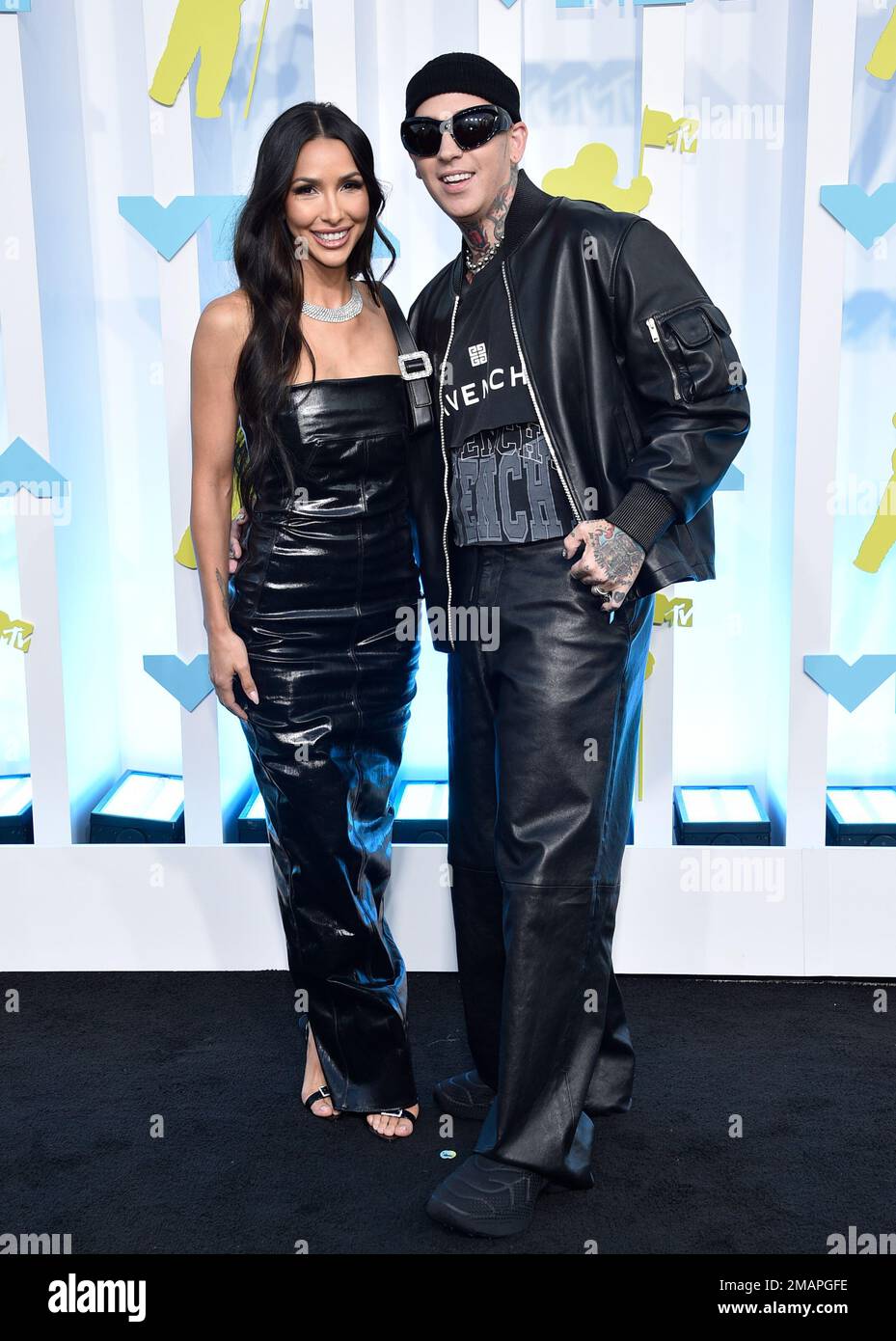 Michele Maturo, left, Blackbear arrive at the MTV Video Music Awards at