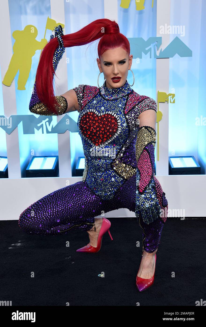 Justina Valentine arrives at the MTV Video Music Awards at the Prudential Center on Sunday, Aug