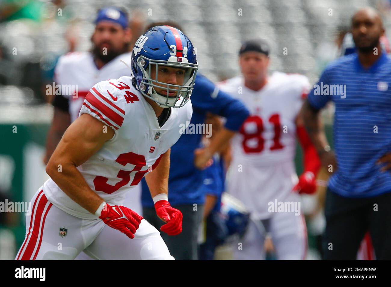 New York Giants safety Nathan Meadors (34) during an NFL preseason football  game against the Cincinnati Bengals, Sunday, Aug. 21, 2022 in East  Rutherford, N.J. The Giants won 25-22. (AP Photo/Vera Nieuwenhuis