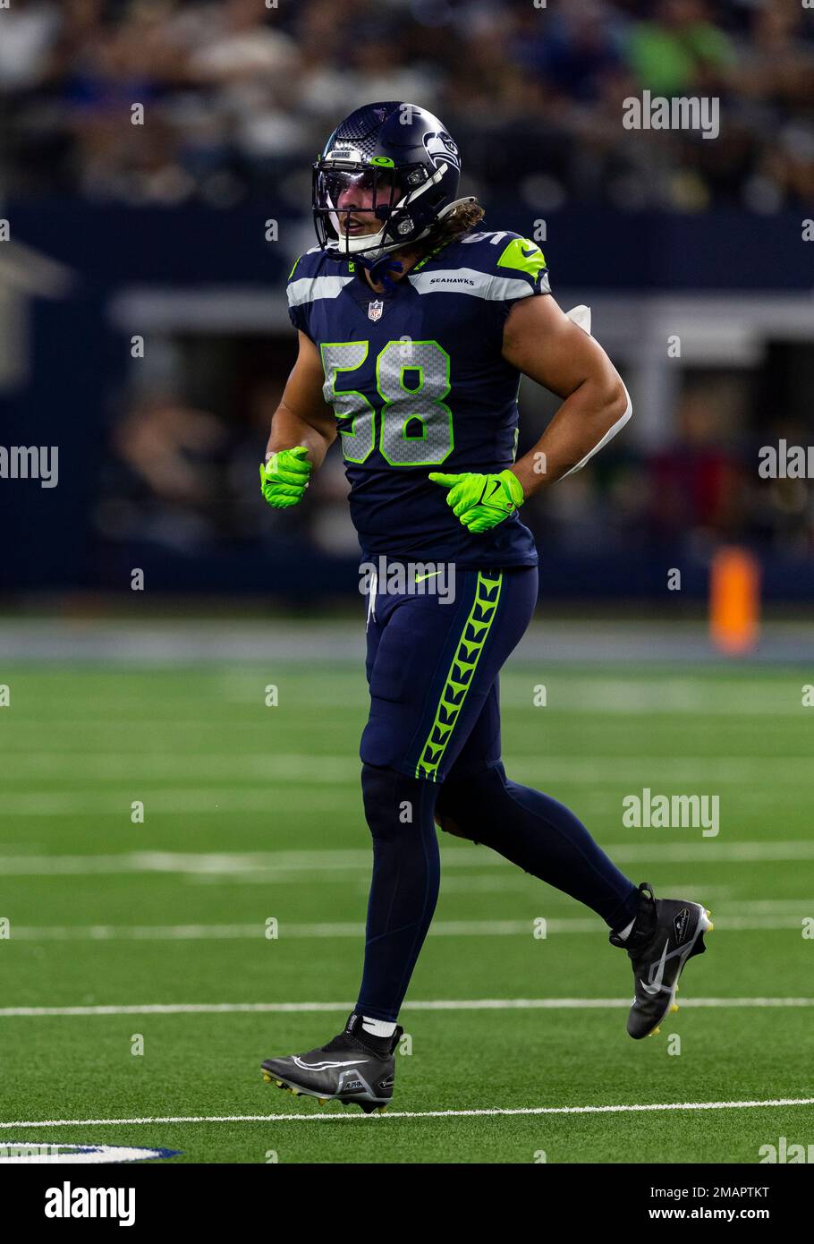 Seattle Seahawks linebacker Tanner Muse (58) is seen during a preseason NFL  football game against the Dallas Cowboys, Friday, Aug. 26, 2022, in  Arlington, Texas. Dallas won 27-26. (AP Photo/Brandon Wade Stock Photo -  Alamy