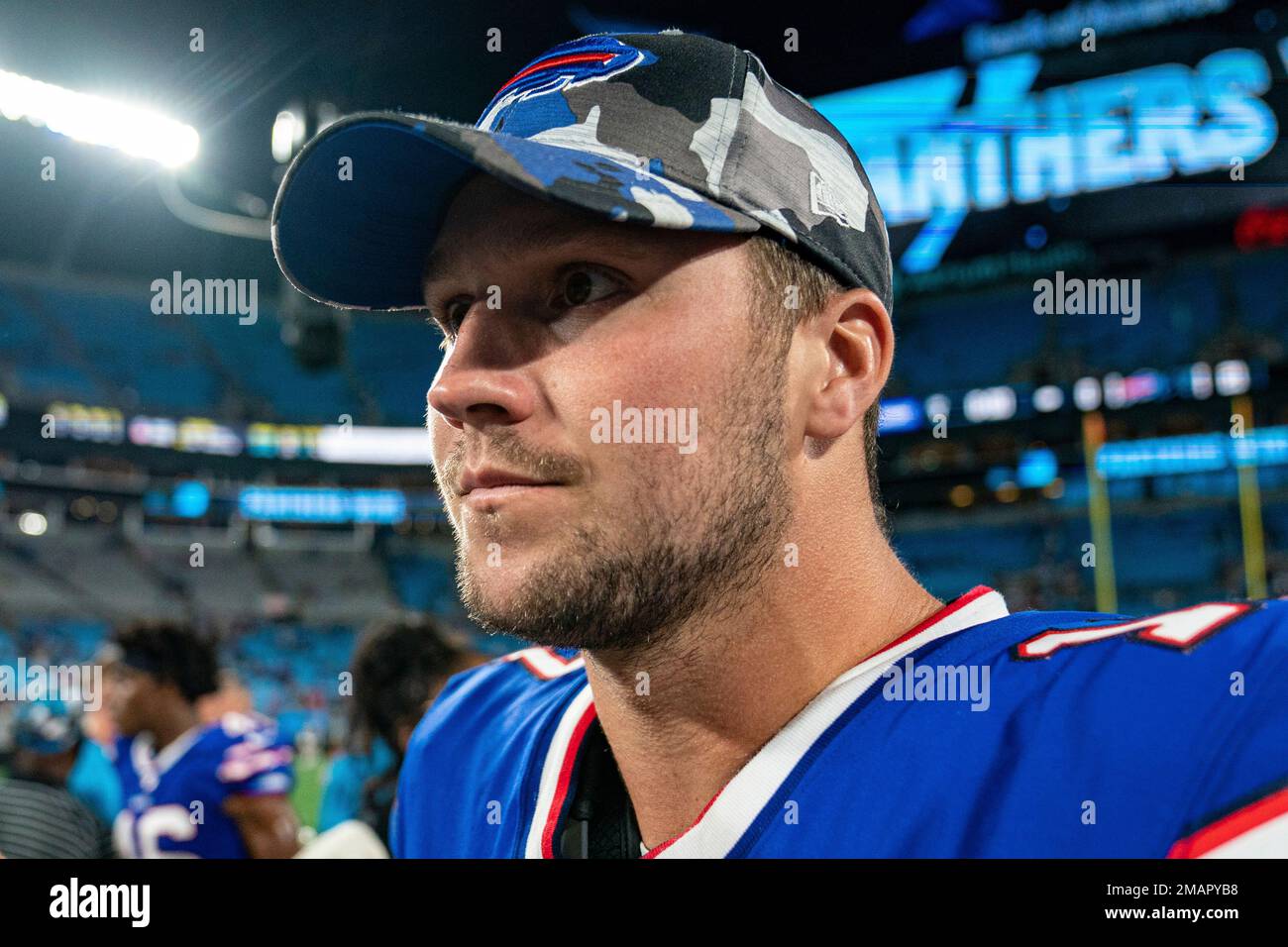 Buffalo Bills quarterback Josh Allen is seen during an NFL football  training camp with the Carolina Panthers in Spartanburg, S.C., Wednesday,  Aug. 14, 2019. (AP Photo/Gerry Broome Stock Photo - Alamy