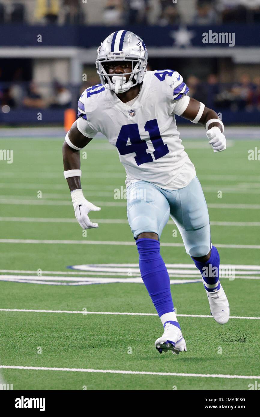 Dallas Cowboys safety Markquese Bell (41) in action during an NFL football  game against the Washington Commanders, Sunday, Oct. 2, 2022, in Arlington.  (AP Photo/Tyler Kaufman Stock Photo - Alamy