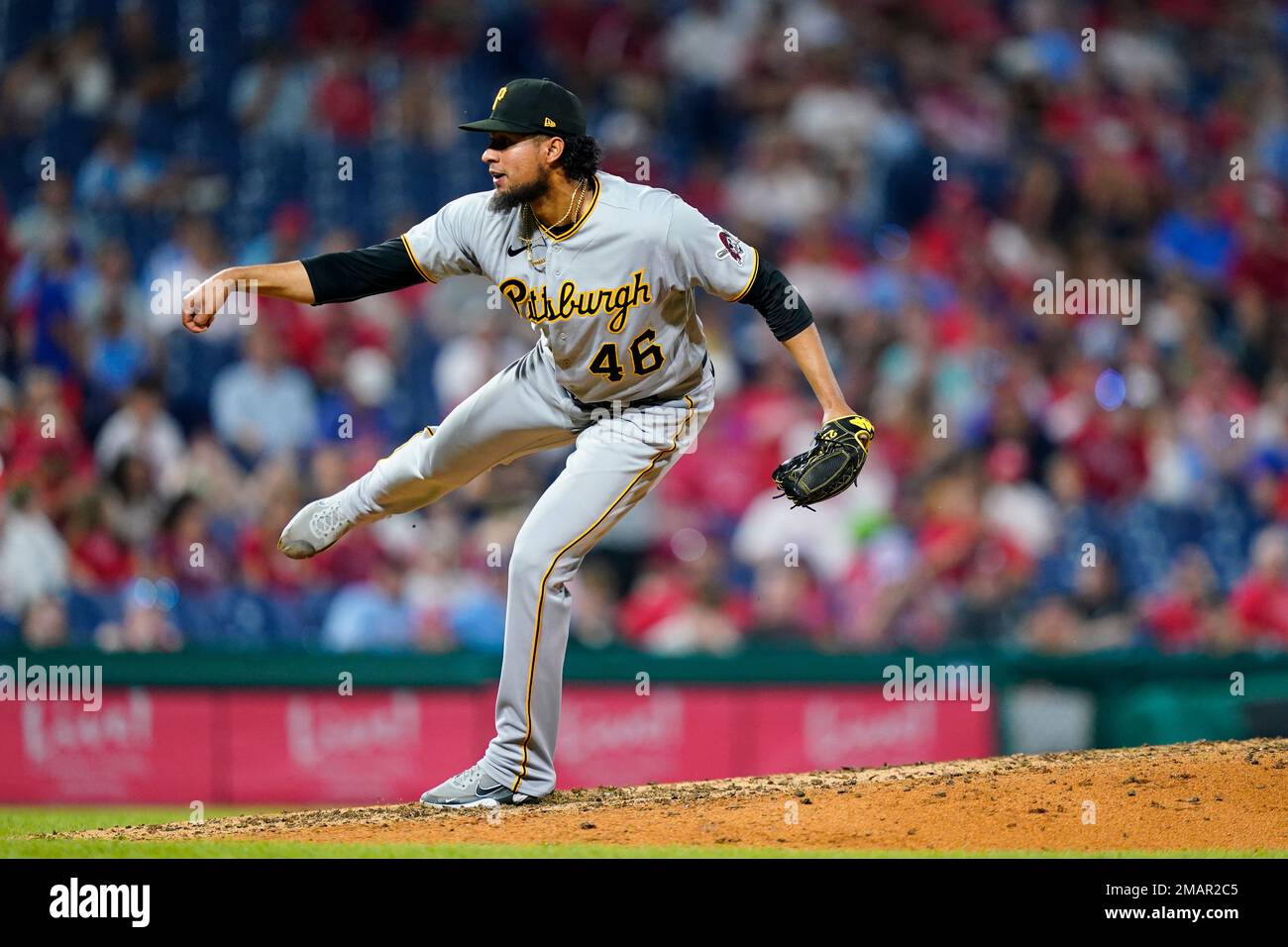 Pittsburgh Pirates' Yohan Ramirez plays during a baseball game, Friday,  Aug. 26, 2022, in Philadelphia. (AP Photo/Matt Slocum Stock Photo - Alamy