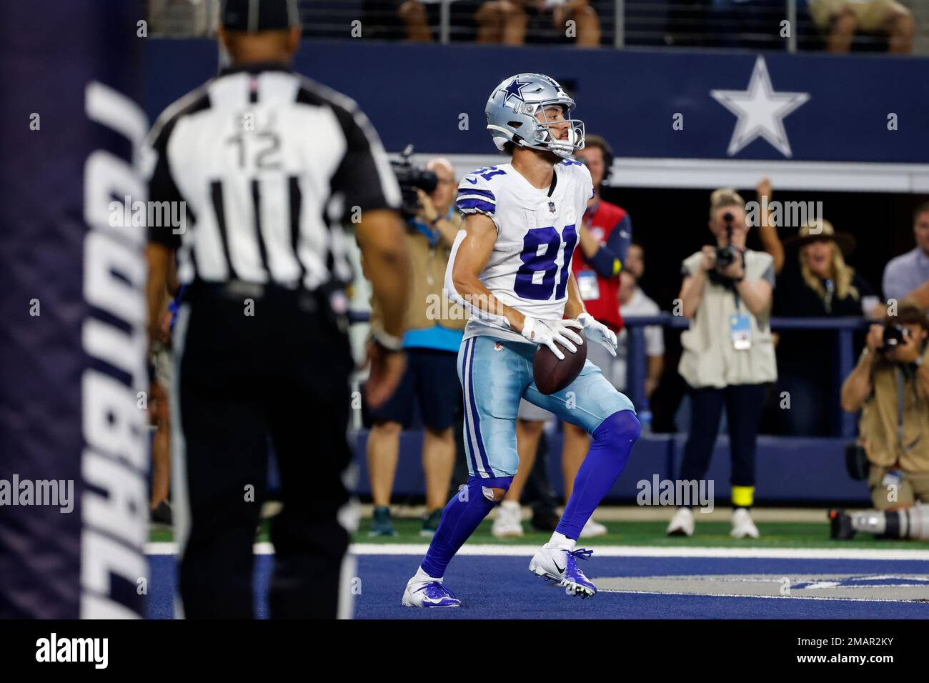 Dallas Cowboys wide receiver Simi Fehoko (81) smiles as he enters