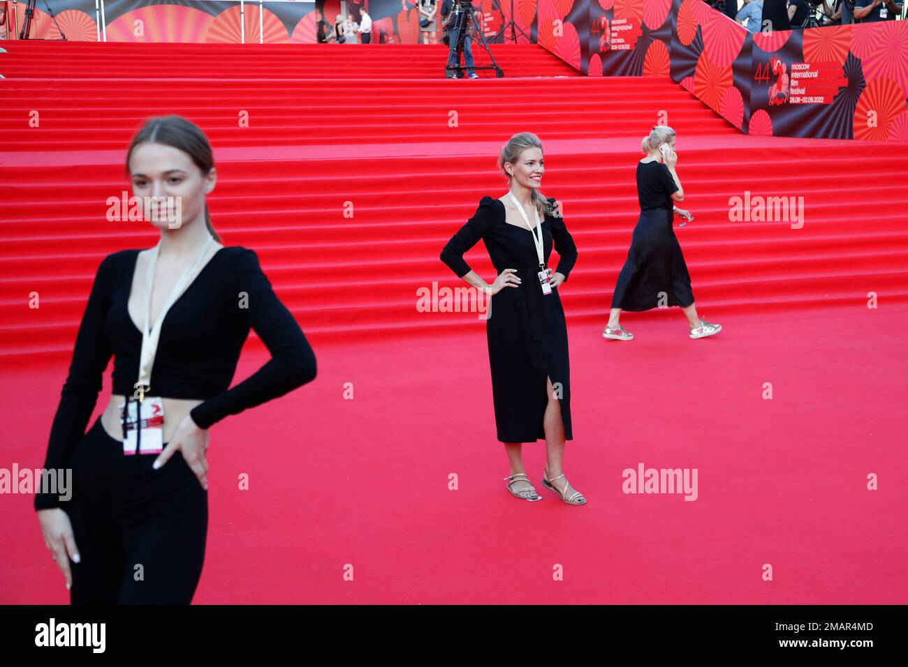 Actresses arrive at the opening ceremony of the 44th Moscow International  Film Festival in Moscow, Russia, Friday, Aug. 26, 2022. (AP Photo Stock  Photo - Alamy