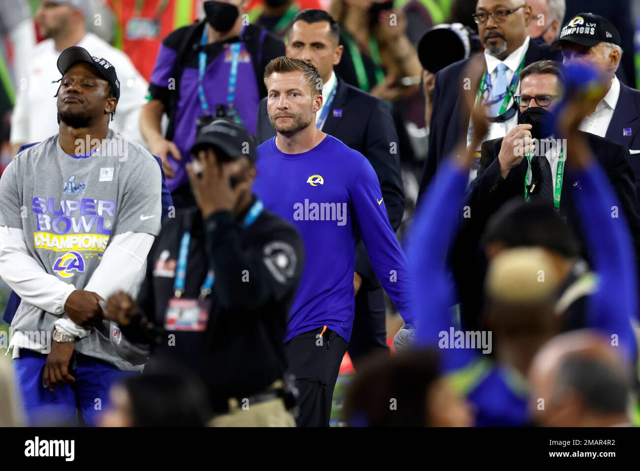 Los Angeles Rams head coach Sean McVay is seen after the NFL Super Bowl