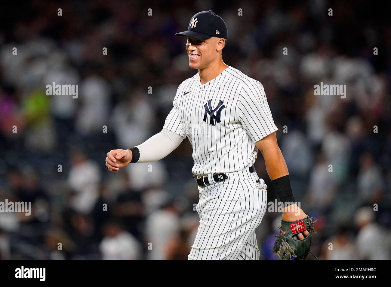 New York Yankees' Aaron Judge smiles after a baseball game against the New  York Mets Tuesday, Aug. 23, 2022, in New York. The Yankees won 4-2. (AP  Photo/Frank Franklin II Stock Photo - Alamy