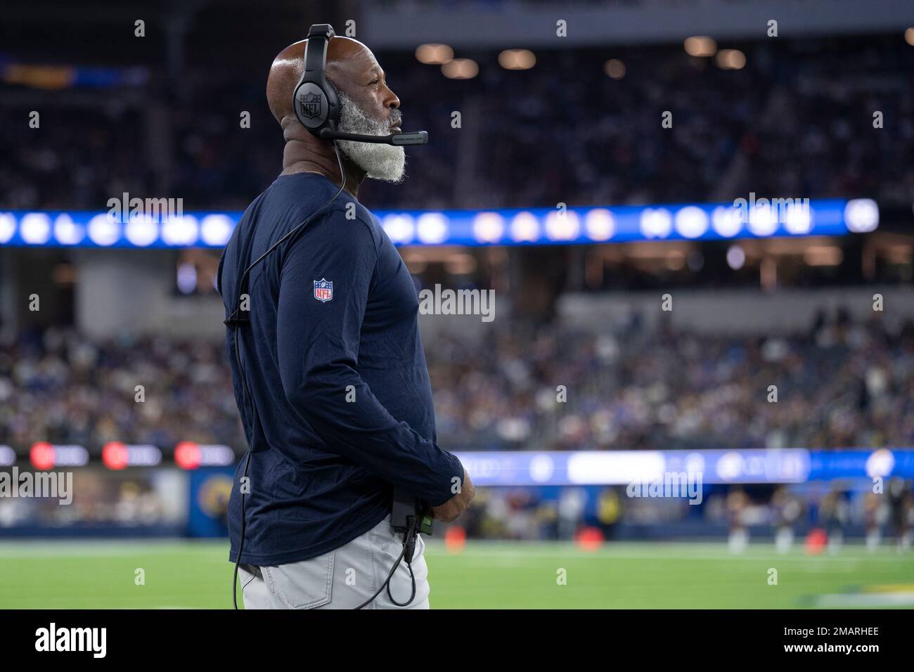 Houston Texans head coach Lovie Smith watches his players during an NFL  preseason football game against the Los Angeles Rams Friday, Aug. 19, 2022,  in Inglewood, Calif. (AP Photo/Kyusung Gong Stock Photo -