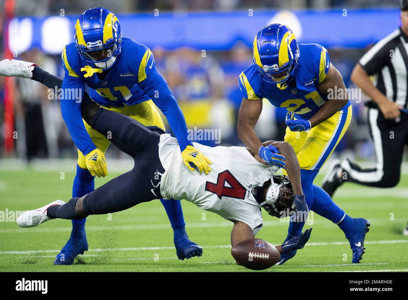 Los Angeles Rams safety Dan Isom (41), left, and cornerback Tyler