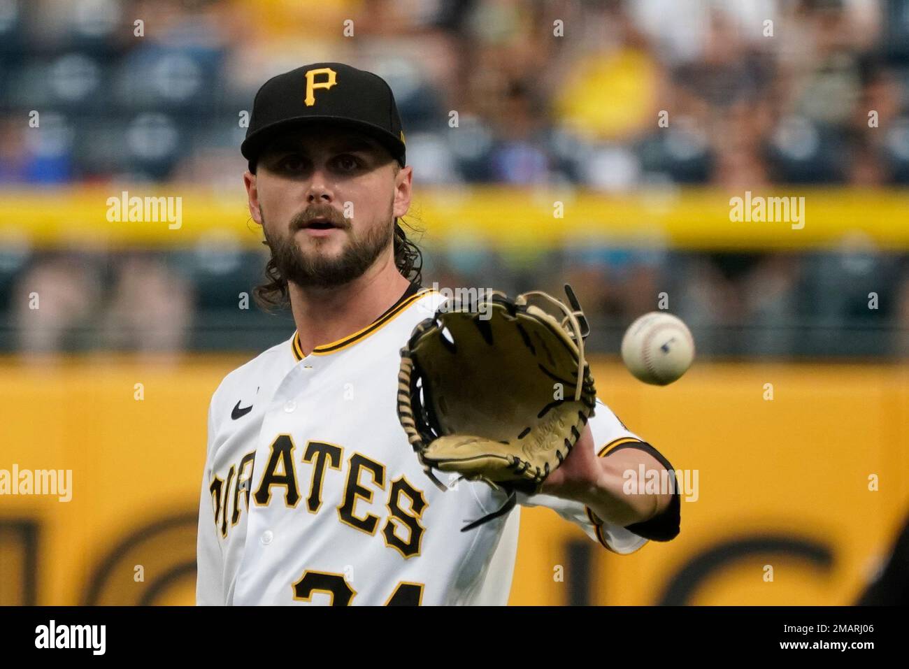 Pittsburgh Pirates starting pitcher JT Brubaker gets the ball back