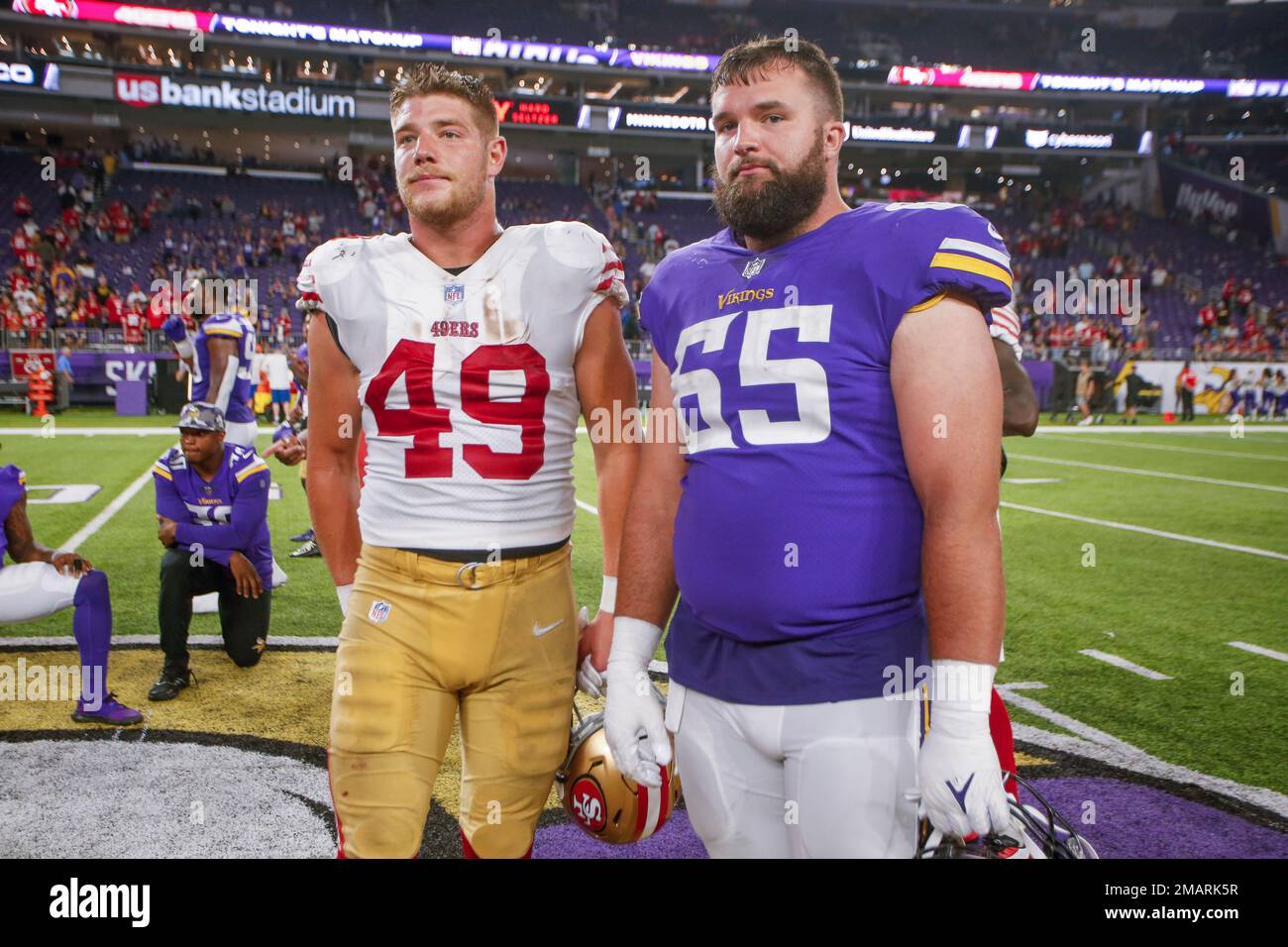 San Francisco 49ers linebacker Segun Olubi (49) looks on during