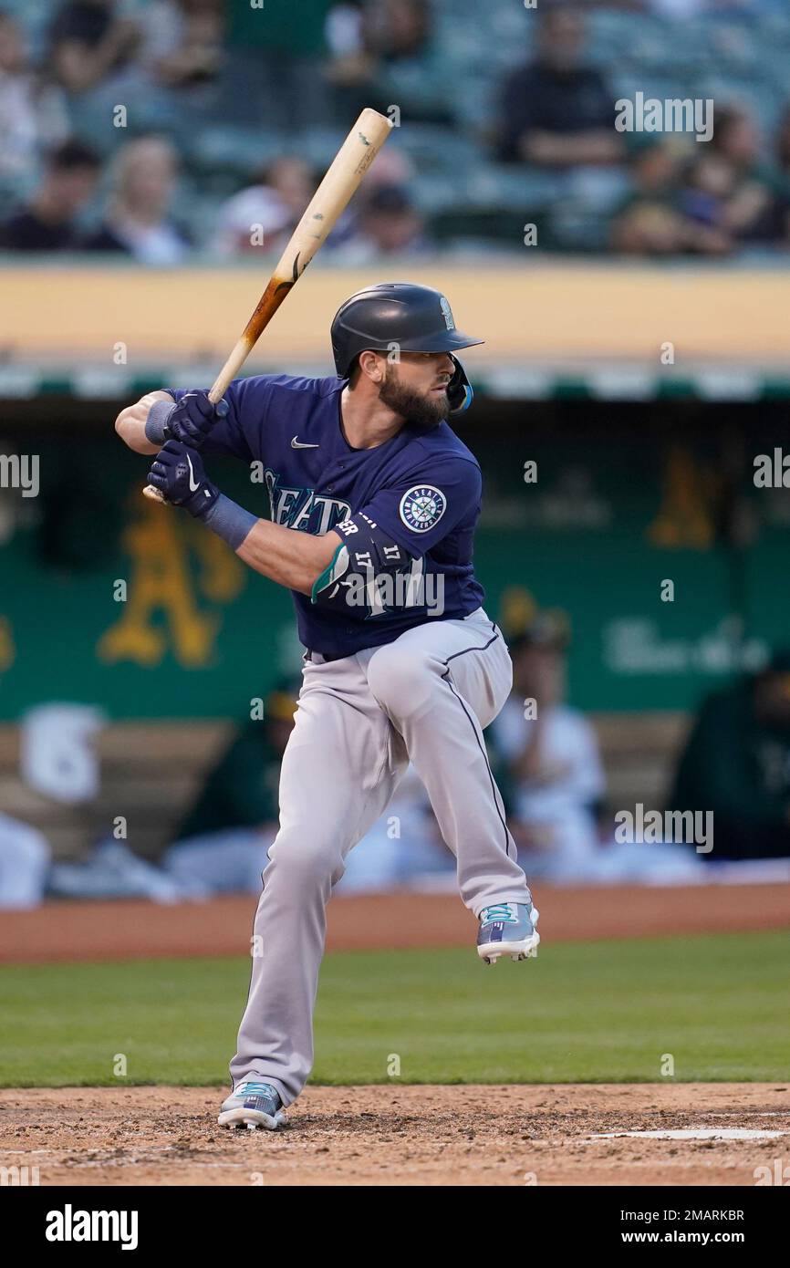 Seattle Mariners' Mitch Haniger during a baseball game against the Oakland  Athletics in Oakland, Calif., Friday, Aug. 19, 2022. (AP Photo/Jeff Chiu  Stock Photo - Alamy