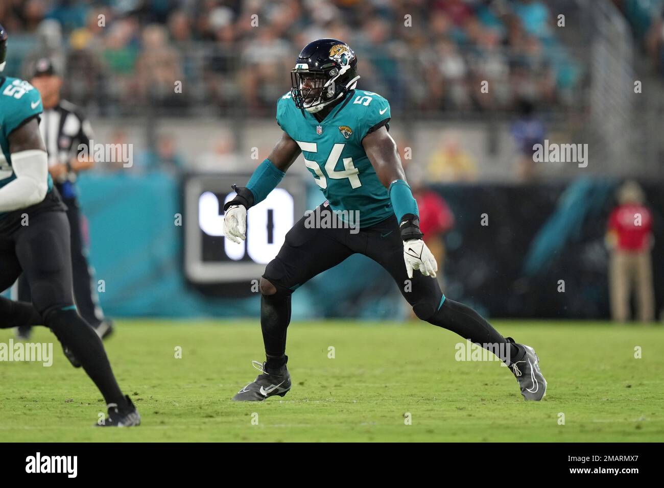 Jacksonville Jaguars linebacker Foyesade Oluokun (23) during the first half  of an NFL football game against the Baltimore Ravens, Sunday, Nov. 27,  2022, in Jacksonville, Fla. (AP Photo/Gary McCullough Stock Photo - Alamy