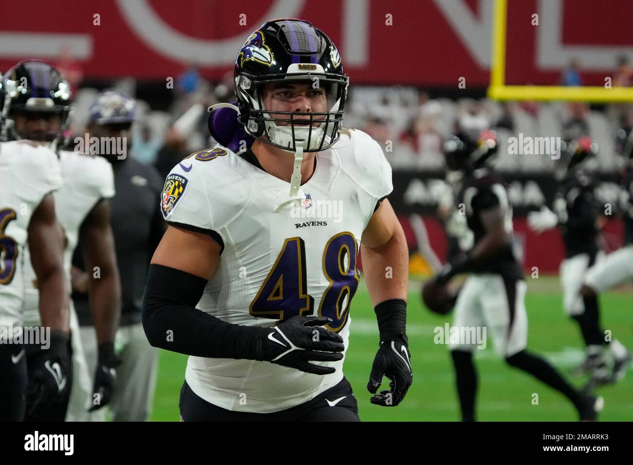 Baltimore Ravens linebacker Diego Fagot (48) during the first half