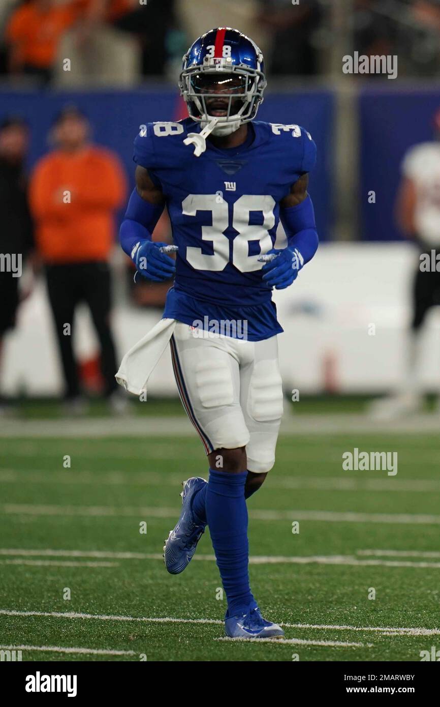 New York Giants cornerback Zyon Gilbert (38) runs a pattern against the  Philadelphia Eagles during an NFL football game, Sunday, Dec. 11, 2022, in  East Rutherford, N.J. (AP Photo/John Minchillo Stock Photo - Alamy