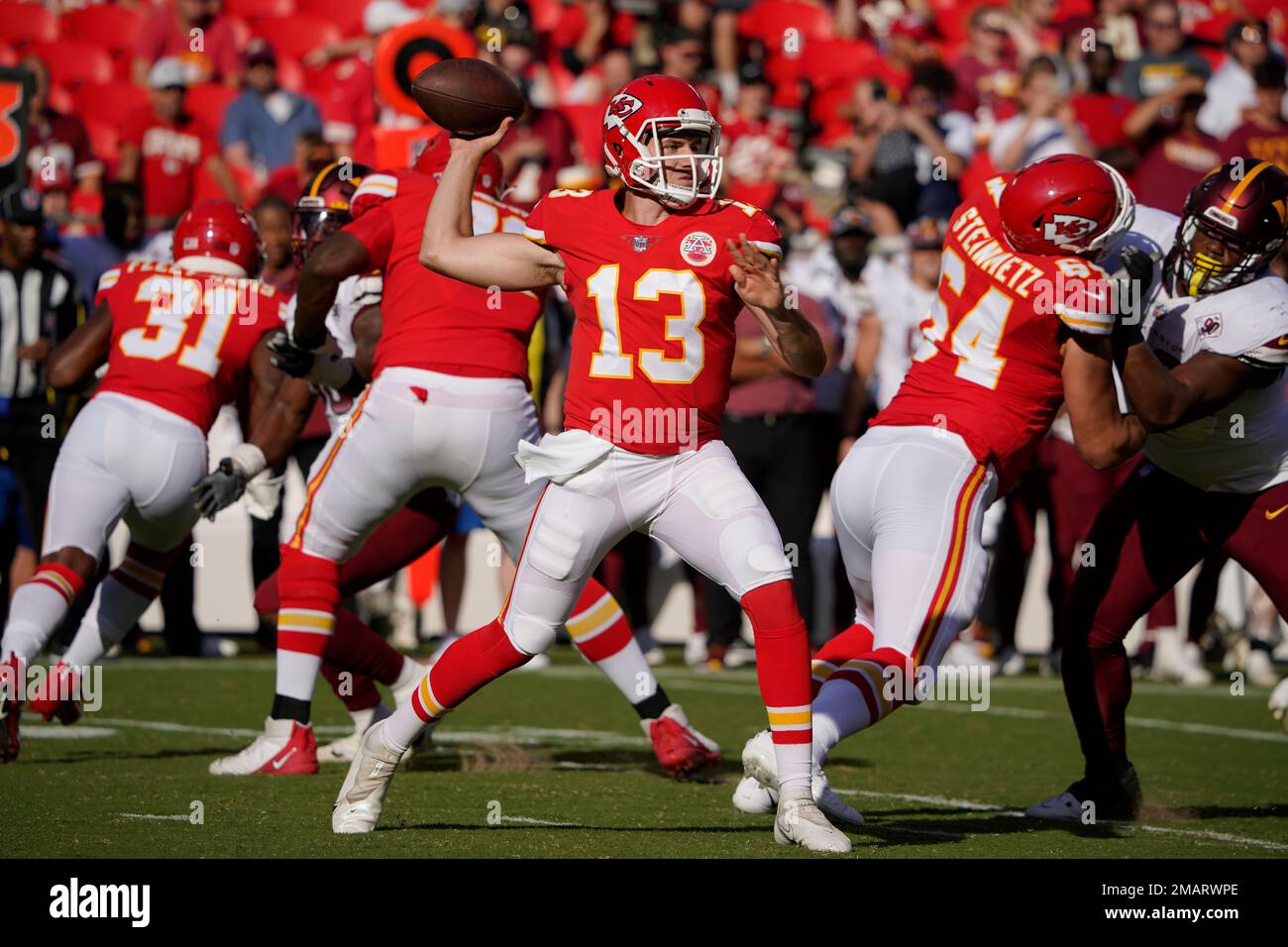 Kansas City Chiefs quarterback Dustin Crum passes during a preseason