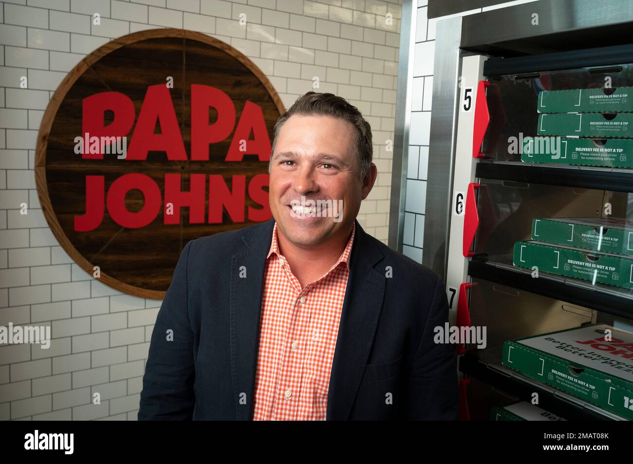 Smyrna, Georgia, USA. 8th Sep, 2022. Papa Johns Pizza CEO Rob Lynch at newly designed takeout location, Smyrna, Georgia. (Credit Image: © Robin Rayne/ZUMA Press Wire) EDITORIAL USAGE ONLY! Not for Commercial USAGE! Stock Photo
