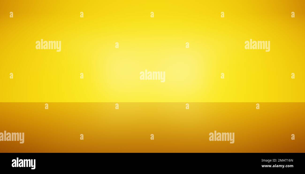 3d rendering of empty yellow abstract bright minimal background. Summer concept. Scene for advertising, cosmetic ads, show, technology, business Stock Photo
