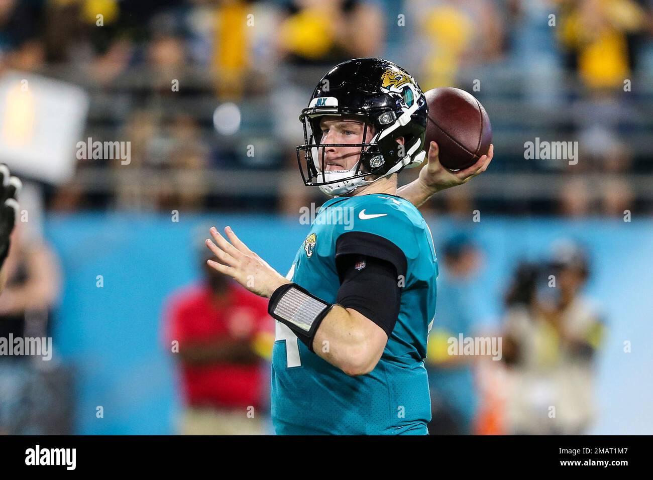 Jacksonville Jaguars quarterback E.J. Perry (4) throws a pass during ...