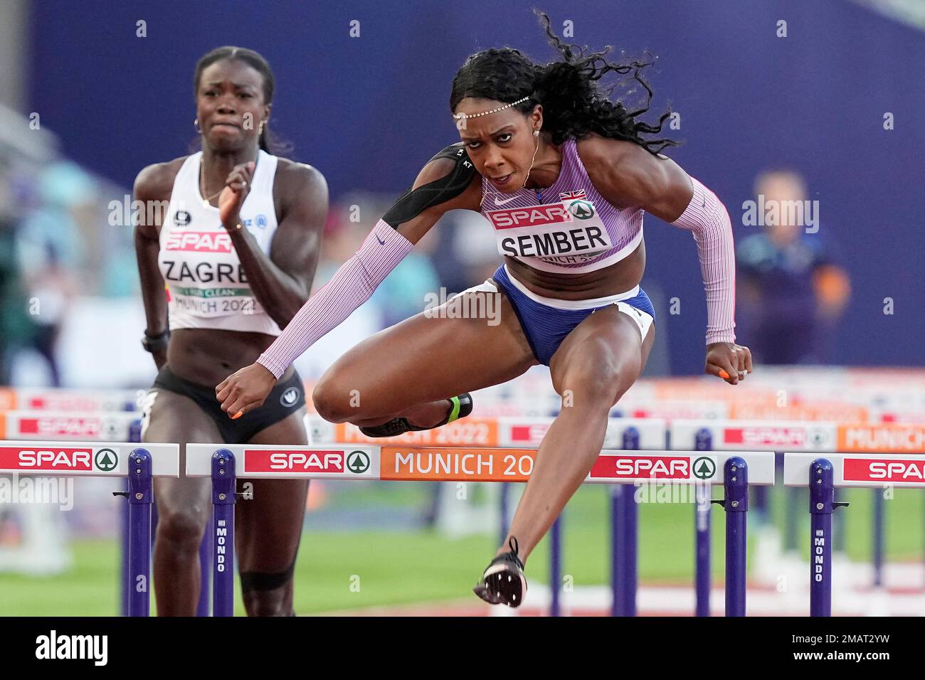 Cindy Sember, of Great Britain, wins a Women's 100 meters hurdles ...