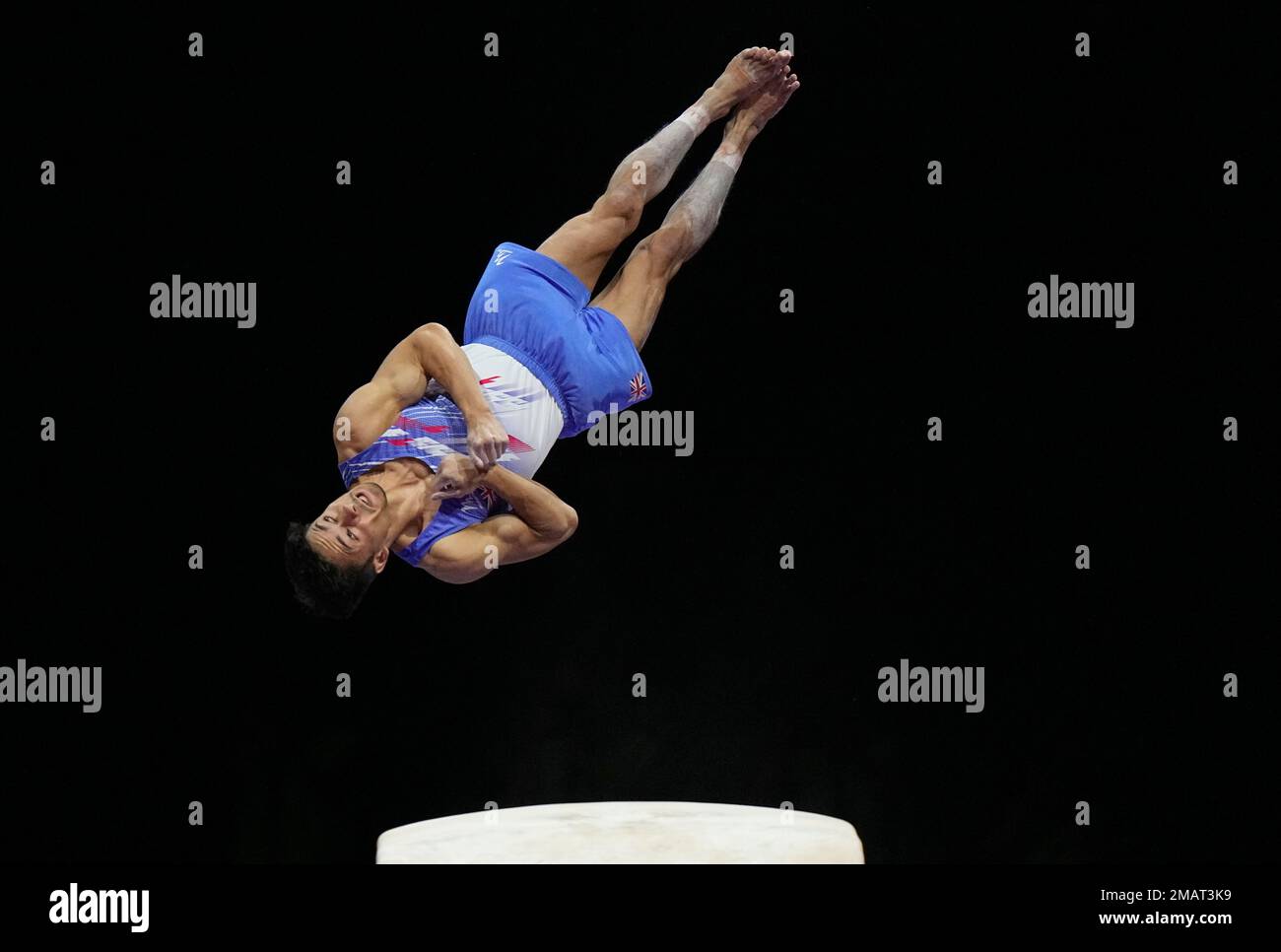 Britain's Jake Jarman competes to win gold medal in the men's vault