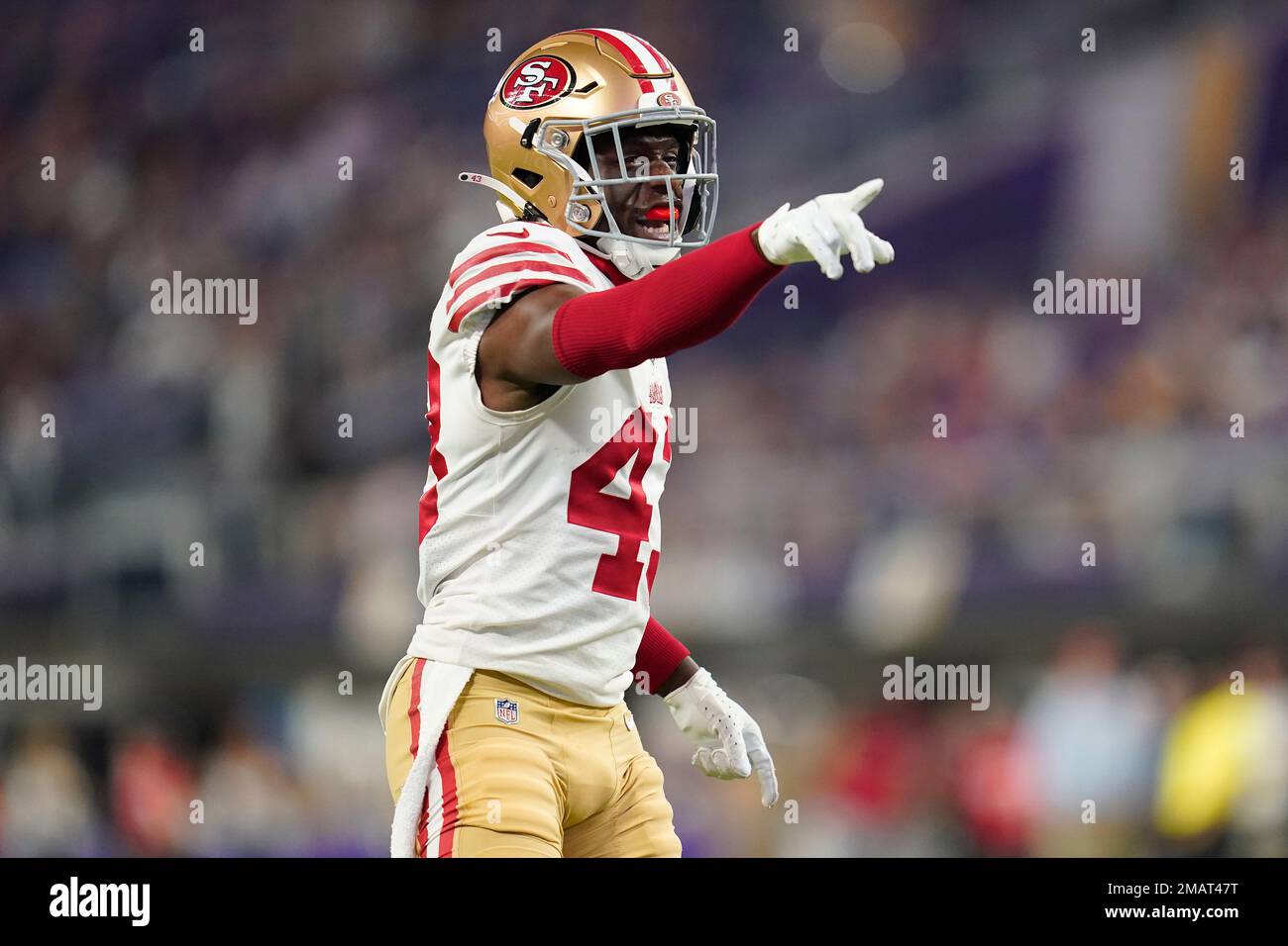 San Francisco 49ers cornerback Qwuantrezz Knight (43) before an NFL  preseason football game against the Denver Broncos in Santa Clara, Calif.,  Saturday, Aug. 19, 2023. (AP Photo/Godofredo A. Vásquez Stock Photo - Alamy