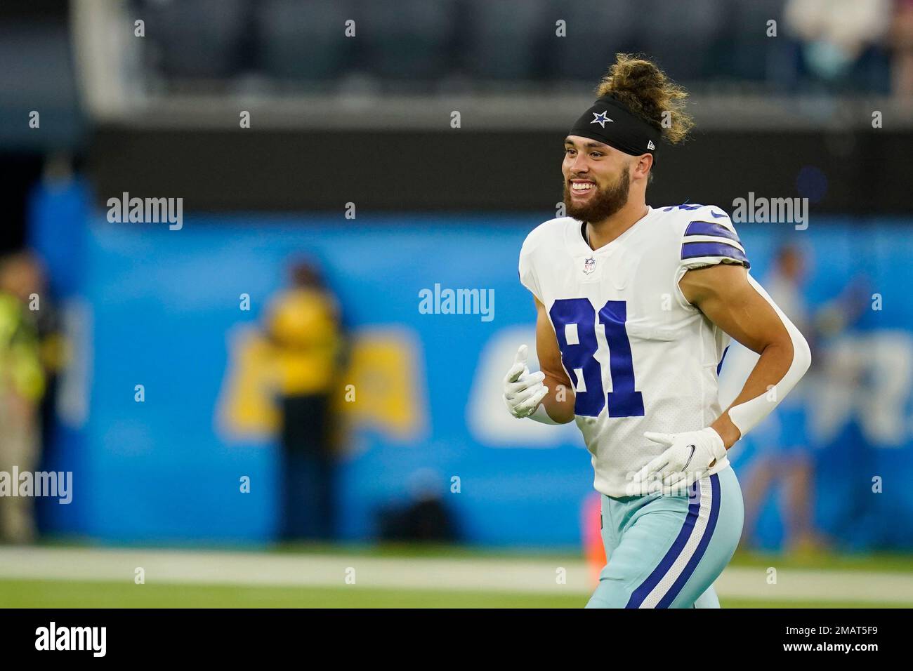 Dallas Cowboys wide receiver Simi Fehoko (81) smiles as he enters