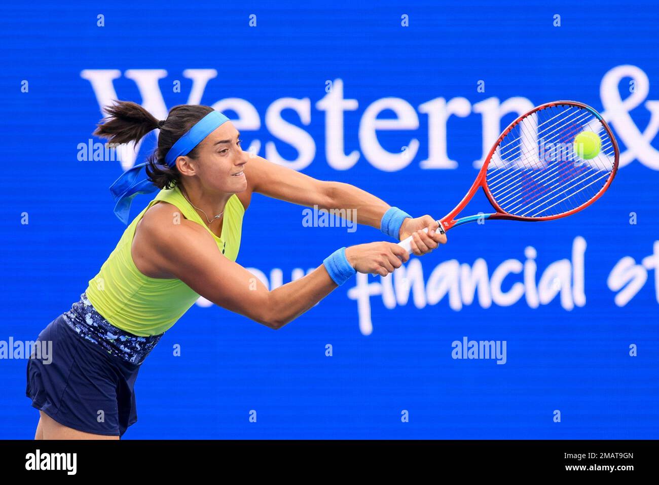 Caroline Garcia Of France Returns A Shot To Aryna Sabalenka Of Belarus During The Western 9896