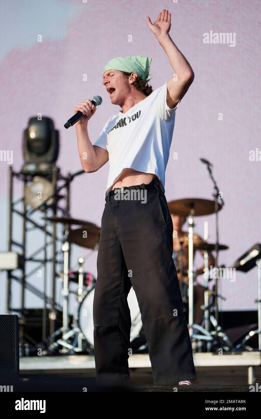 Brendan Yates of Turnstile performs in the crowd at All Points East at
