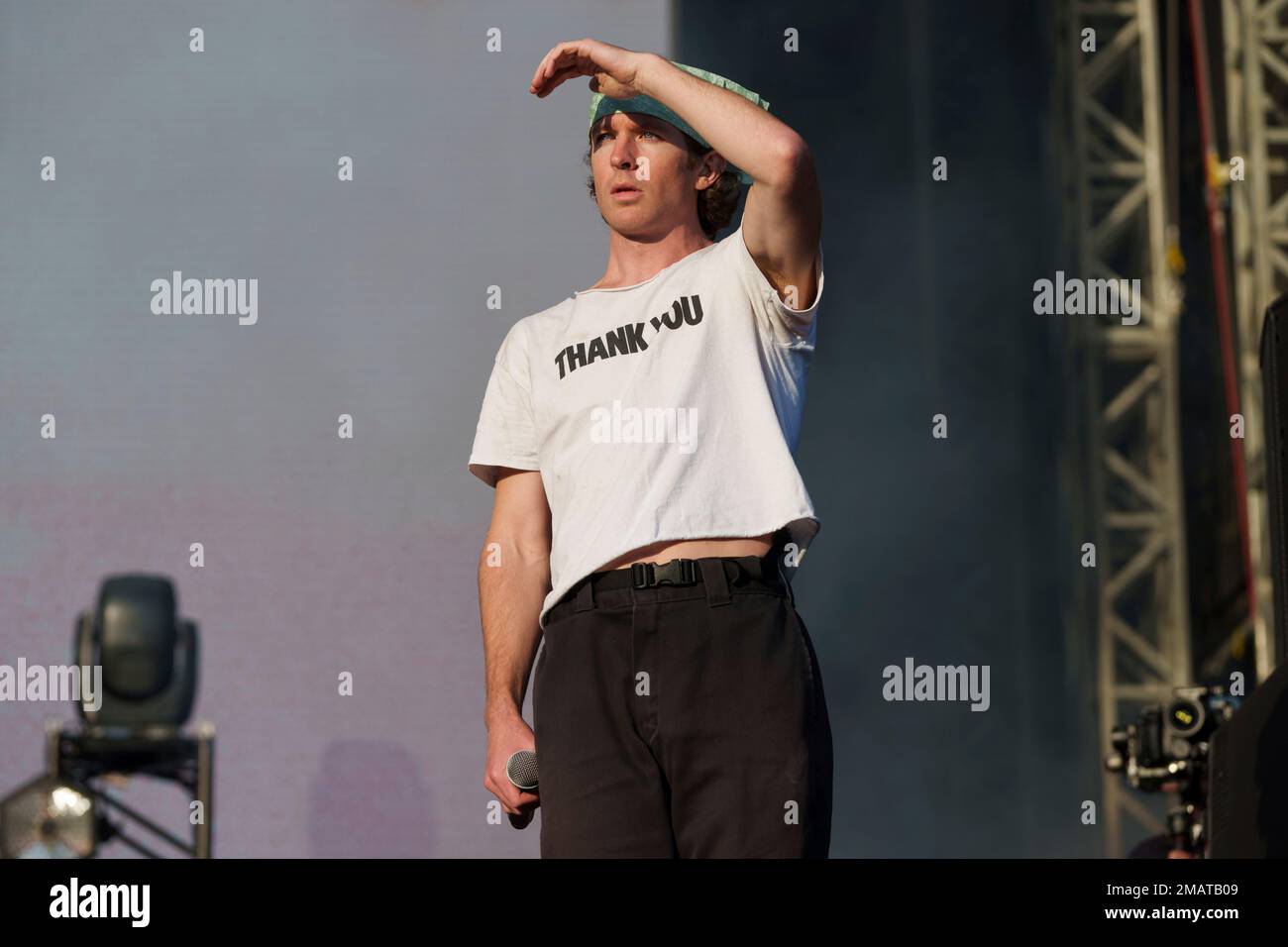 Brendan Yates of Turnstile performs in the crowd at All Points East at