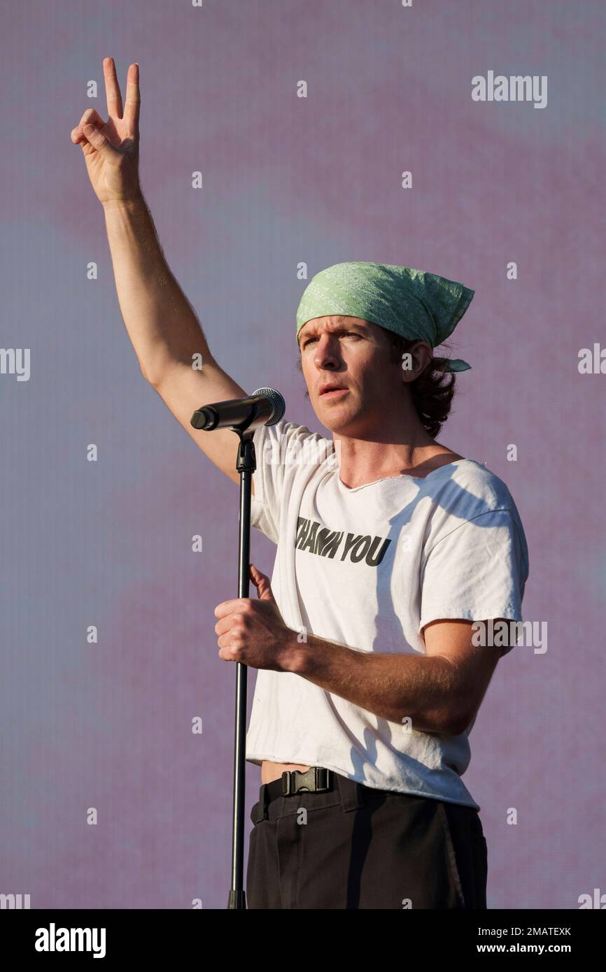 Brendan Yates of Turnstile performs at All Points East at Victoria Park