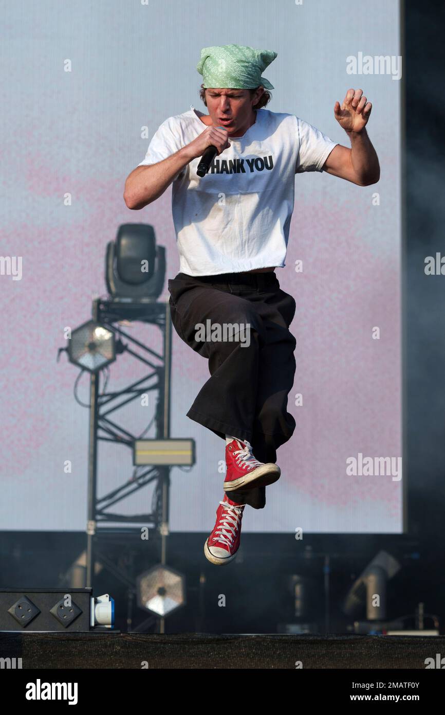 Brendan Yates of Turnstile performs at All Points East at Victoria Park