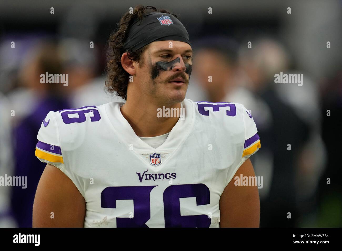 Minnesota Vikings fullback Jake Bargas (36) plays during an NFL preseason  football game against the Las Vegas Raiders on Aug. 14, 2022, in Las Vegas.  (AP Photo/Denis Poroy Stock Photo - Alamy