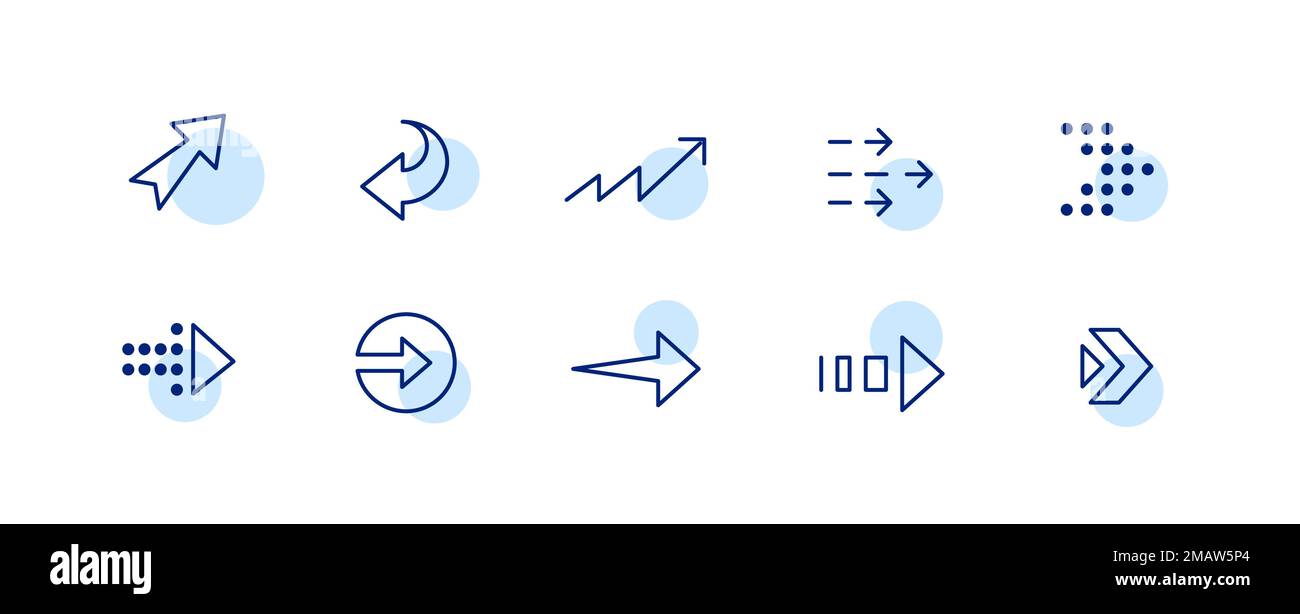 10 pixel perfect arrow icons. Doodle user interface design. Set 3 Stock Vector
