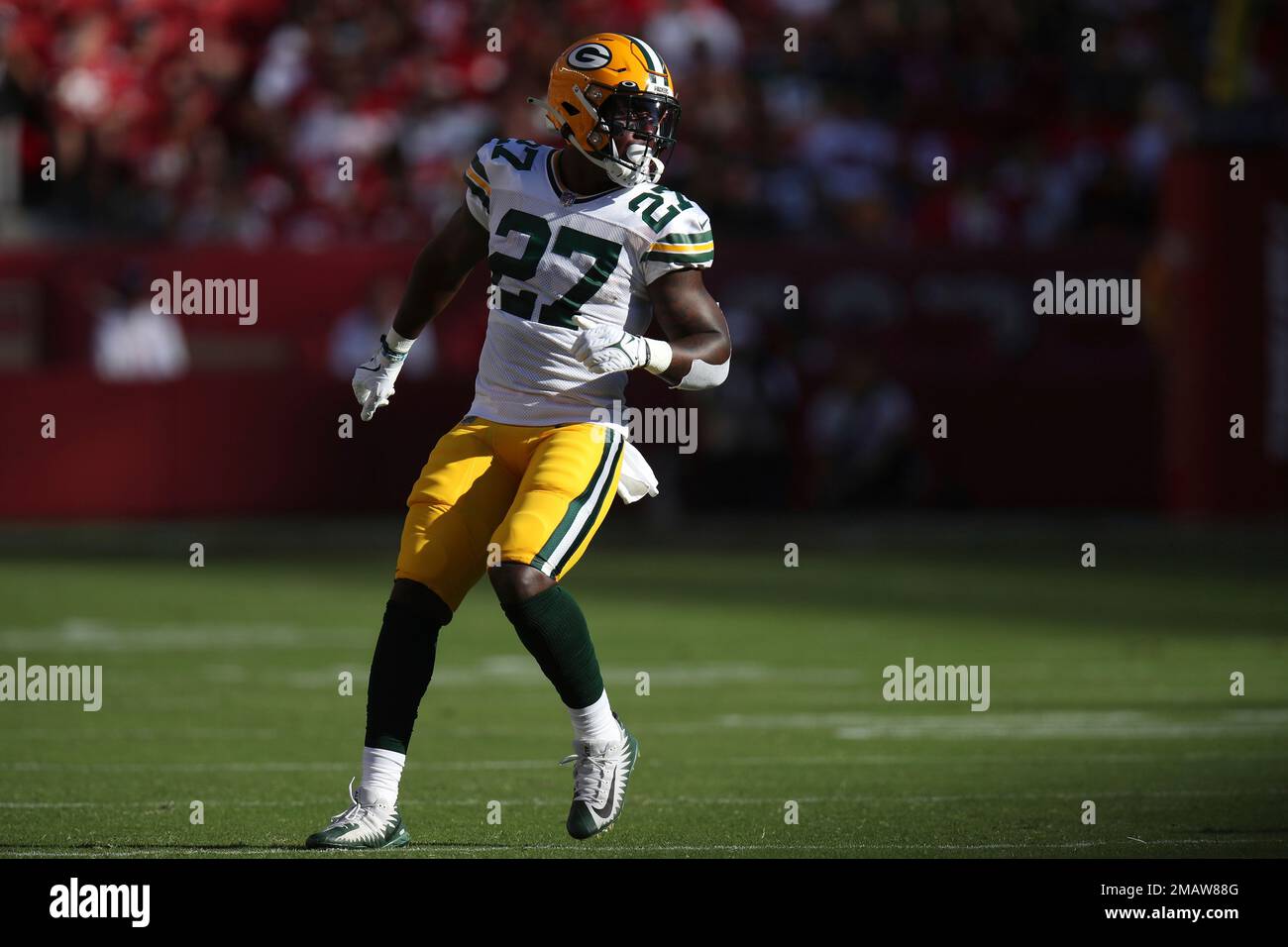 Green Bay Packers running back Patrick Taylor (27) runs a route during