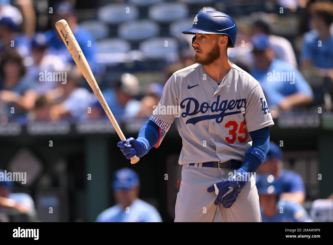 Los Angeles Dodgers' Cody Bellinger at bat against the Kansas City