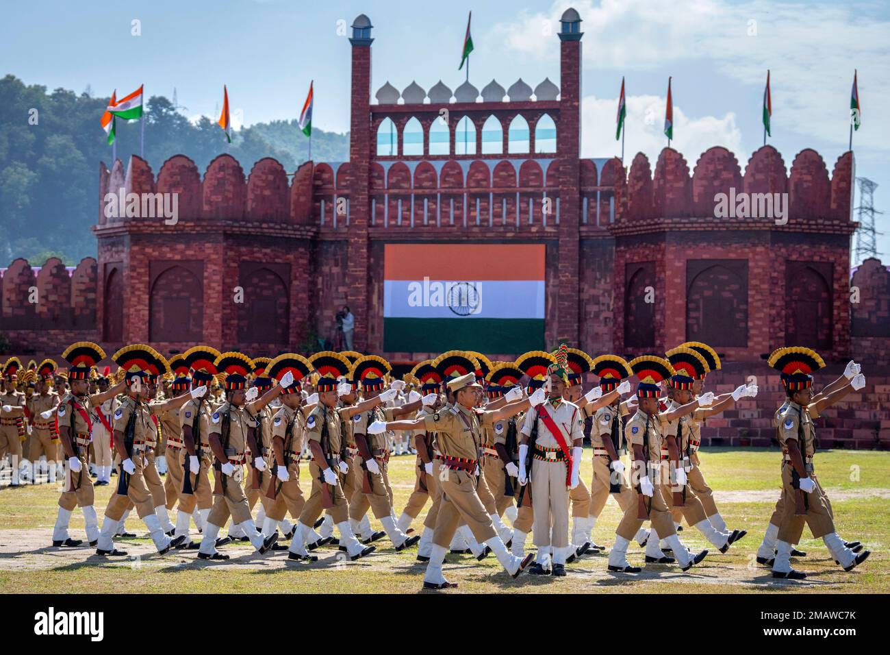 Assam police battalion members march on Independence Day in Gauhati ...