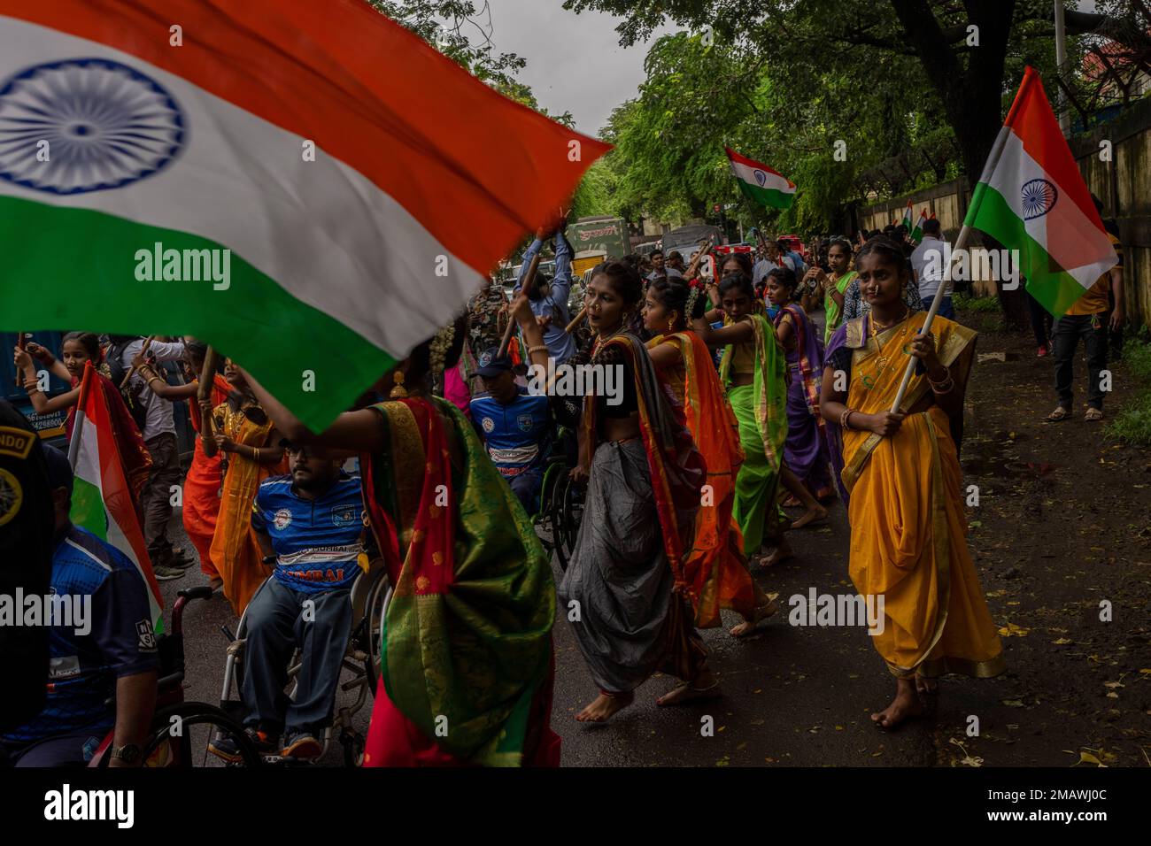 Girls dance during a ceremony to celebrate 75 years of India's ...