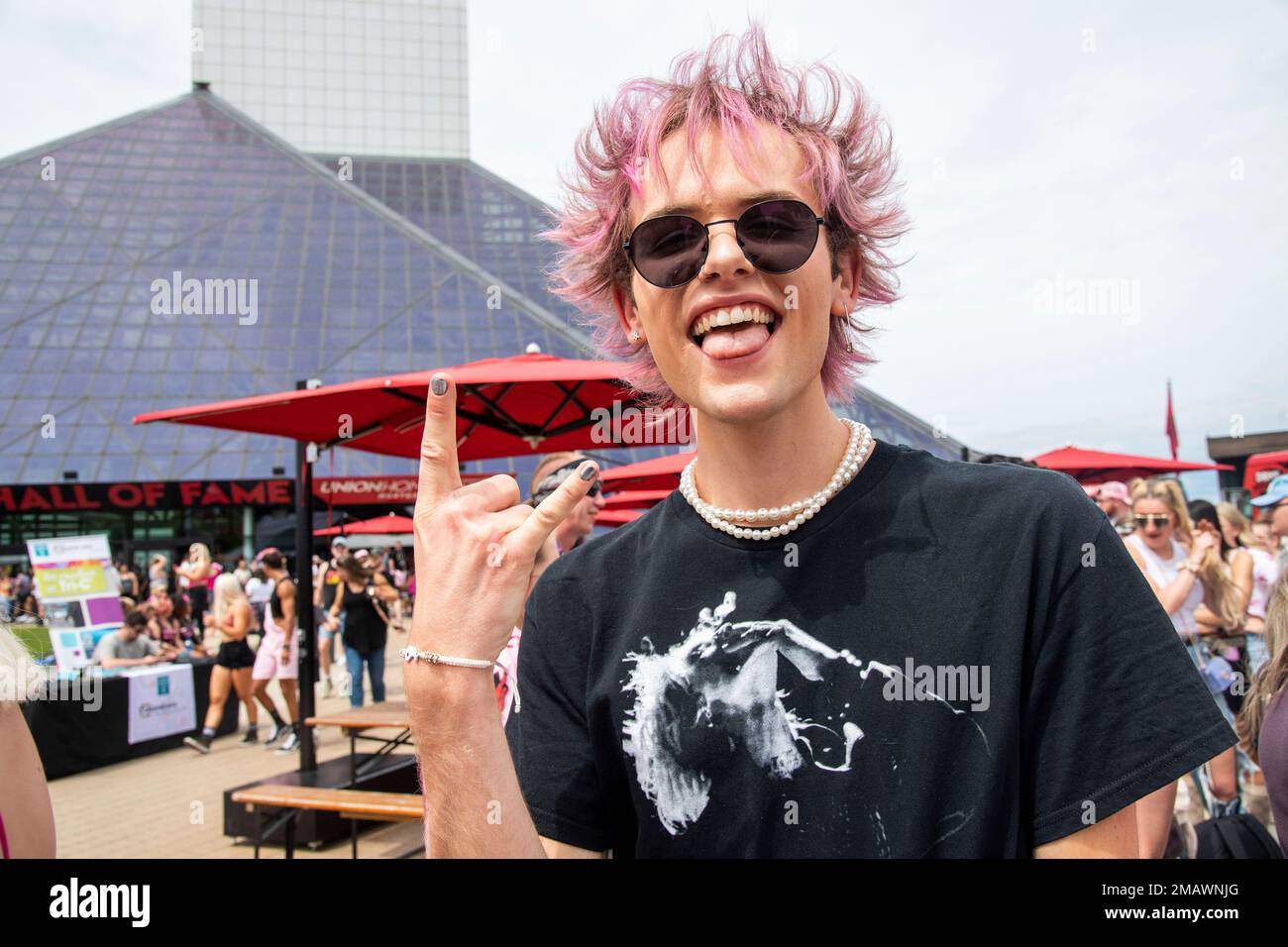 A concertgoer is seen at MGK Day at the Rock and Roll Hall of Fame on
