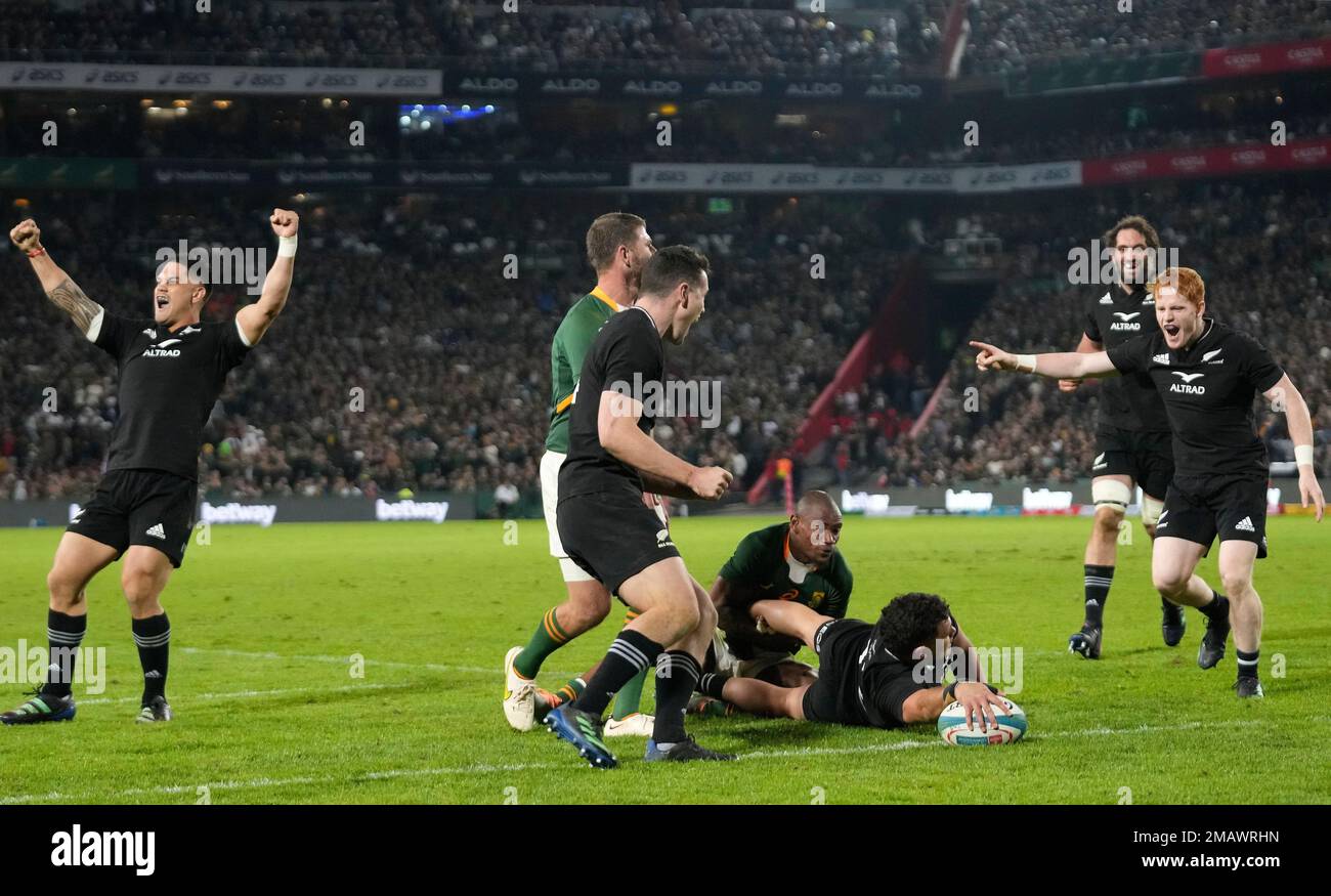 New Zealand's David Havili evades a tackle from Namibia's Tiaan Swanepoel  during the Rugby World Cup 2023, Pool A match at the Stade de Toulouse,  France. Picture date: Friday September 15, 2023