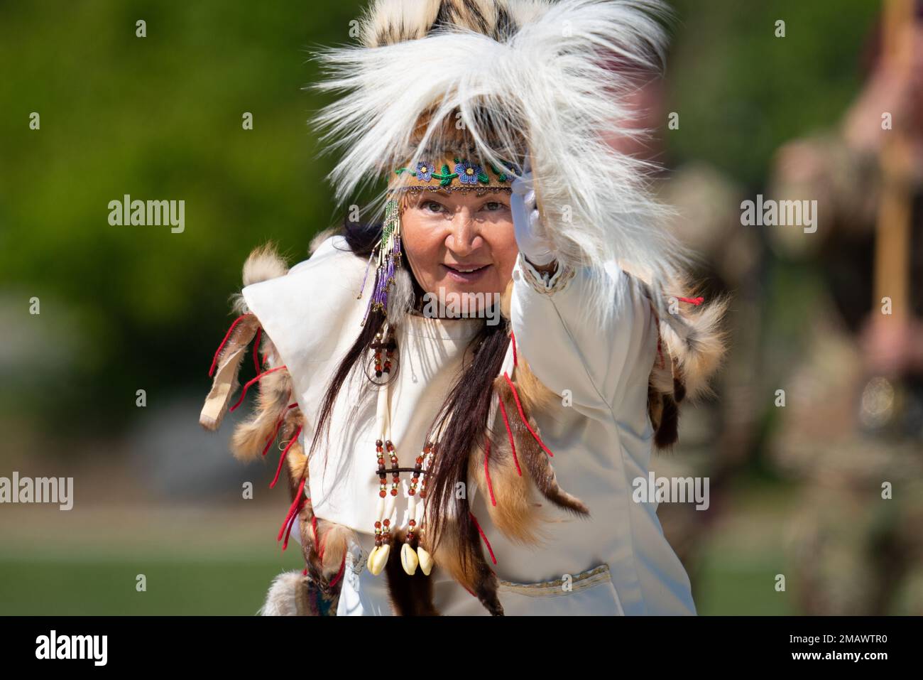 Eleanor Roehl performs a traditional Native dance as part of the tribal