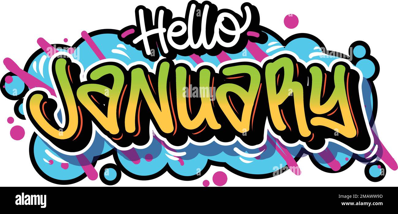 Name of months in readable lettering graffiti style vector design with ...