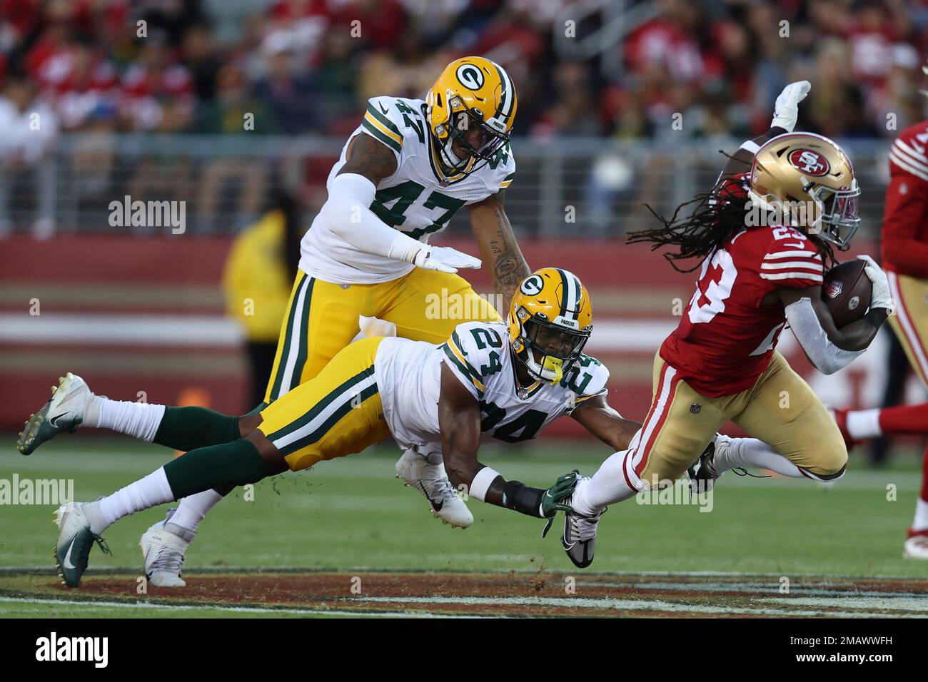 Green Bay Packers linebacker Tariq Carpenter (24) lines up for the